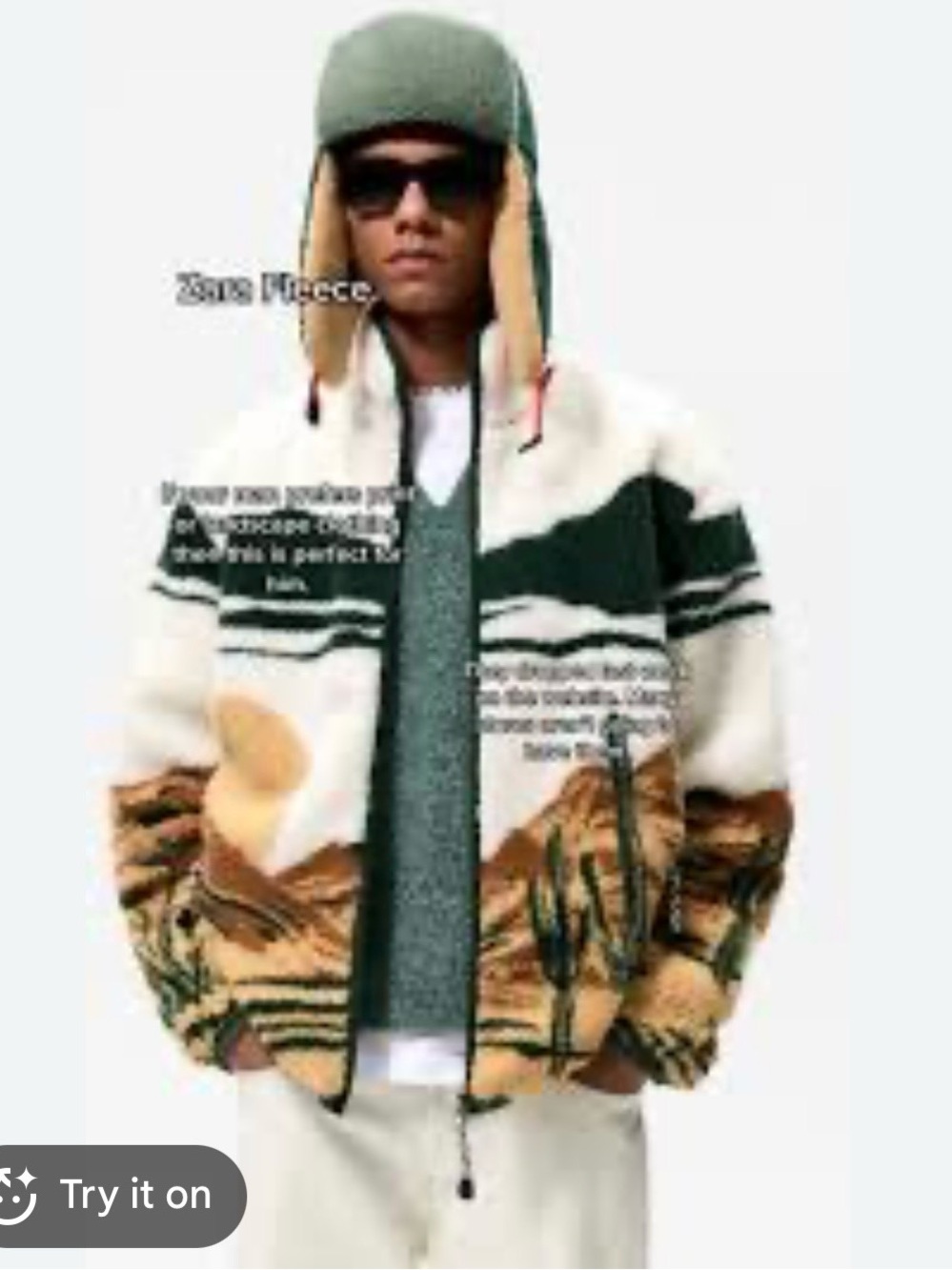 Zara men’s XL Cream Sherpa Jacket zip desert streetwear southwestern